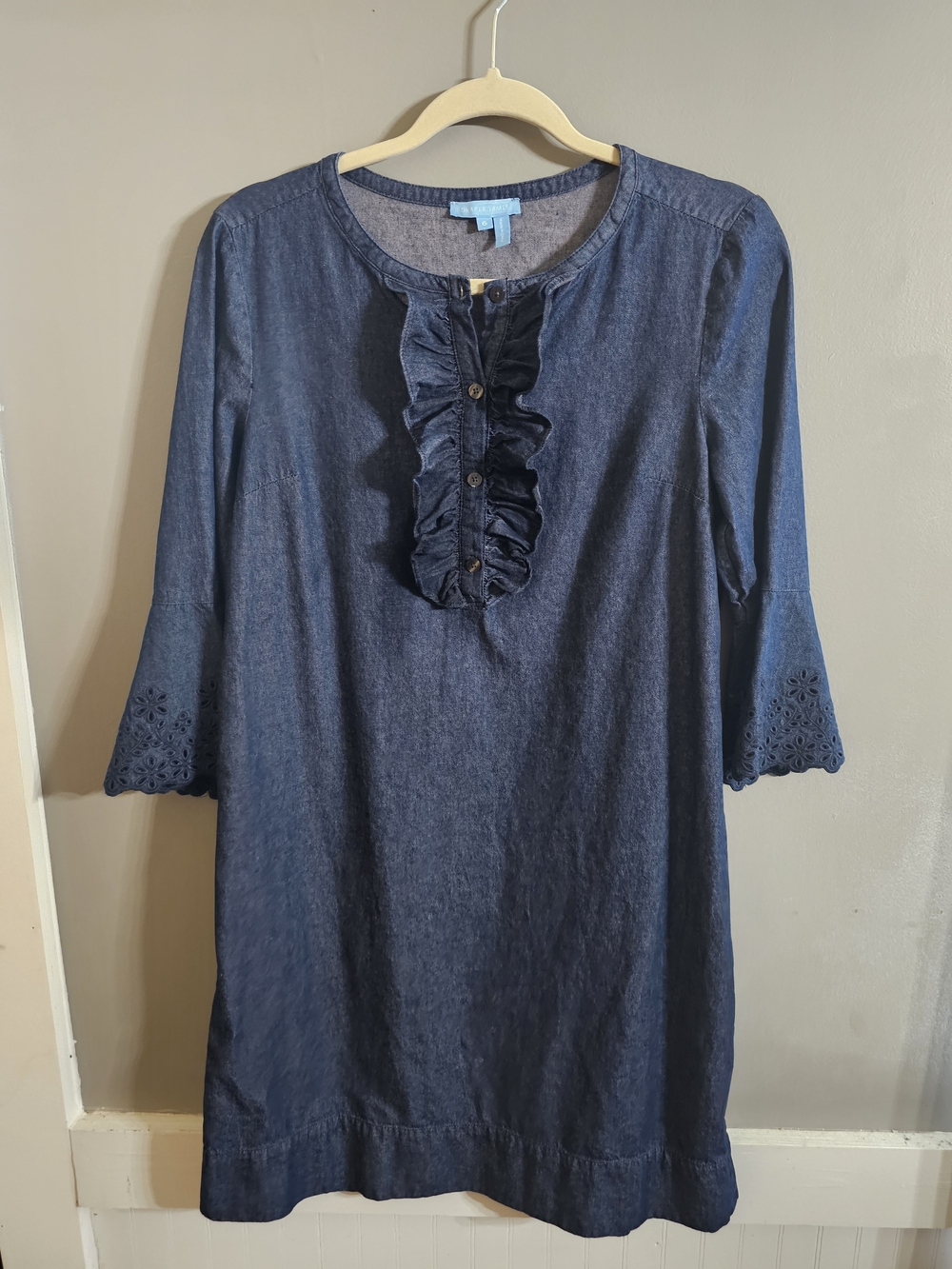 Draper James Denim Ruffle Front Dress